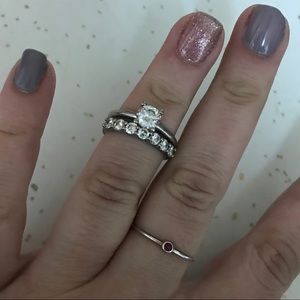 Moissanite & Palladium Wedding Set